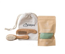 Baby Wooden Hairbrush Comb Newborn Toddlers Natural Konjac Sponge skin care eco