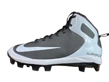 Men Sz 8 ~ Nike™ Alpha Huarache Pro Mid MCS 'Black White' 923433-011