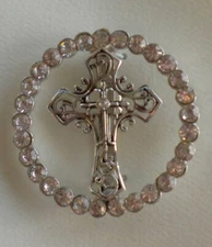 NEW ~ J L DESIGNS RHINESTONE AND SILVERTONE CROSS BELT CONCHO ~ NEW