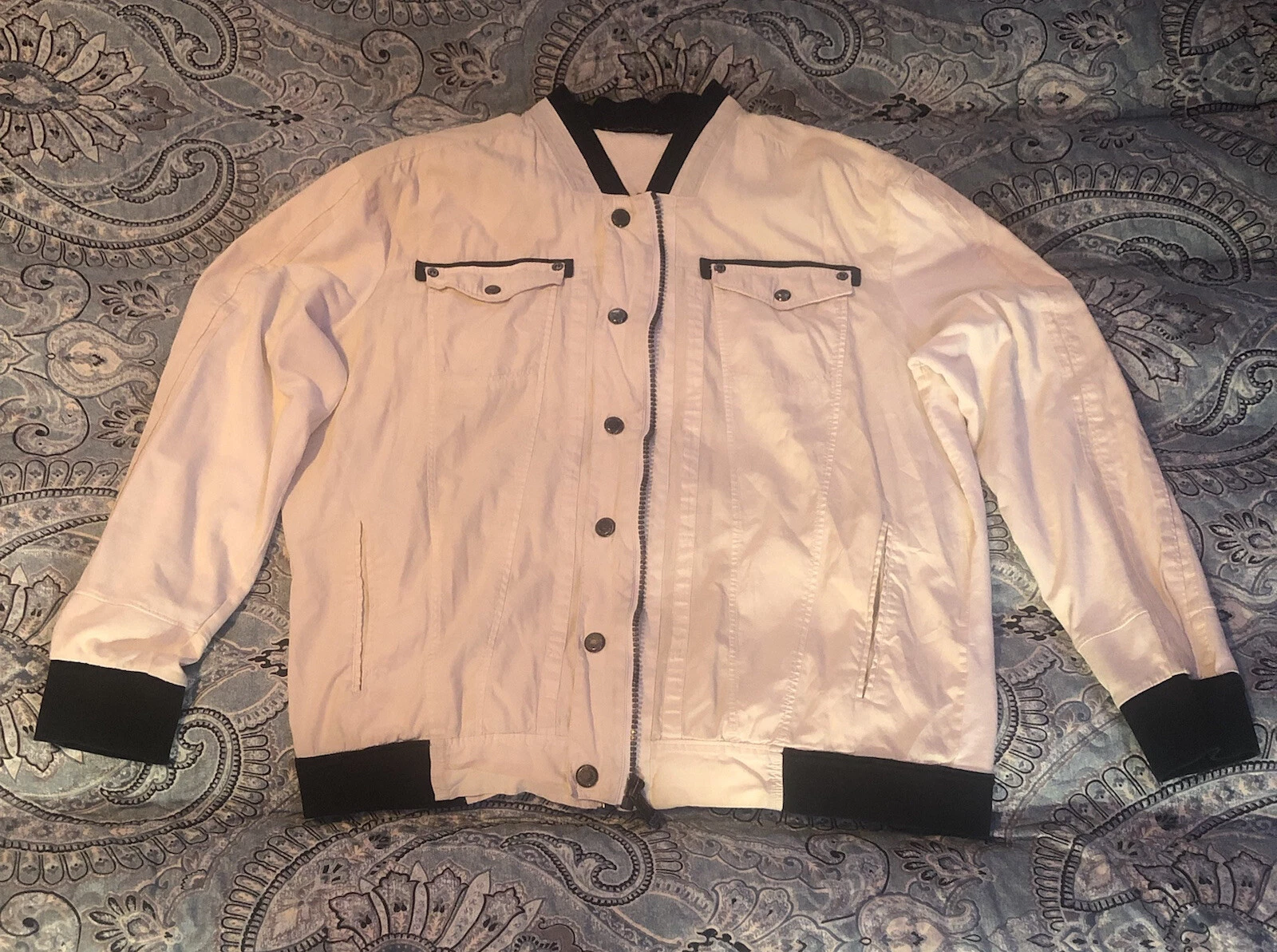 OFF WHITE Giacca uomo Sean John Off White con cerniera e bottoni e zip taglia XL cappotto