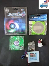 NEW Evercool Crystal 80mm x 35mm Green LED PC Cooling Fan + UV Sensitive Filter