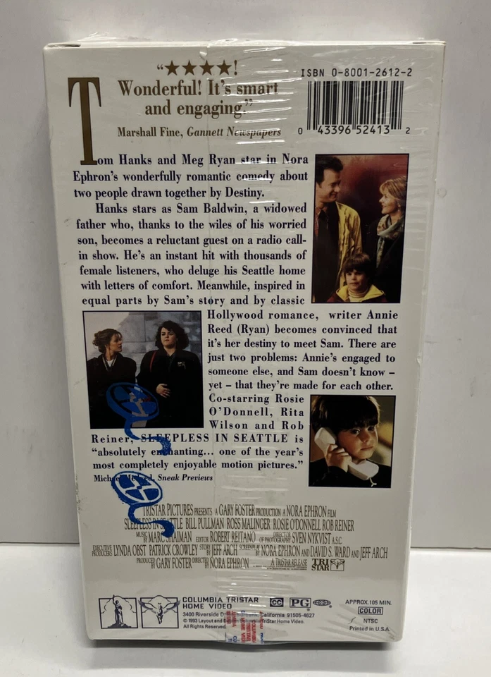 Sleepless in Seattle VHS -1993 Date Movie Tape Tom Hanks Meg Ryan Watermarks USA - Image 3 of 4