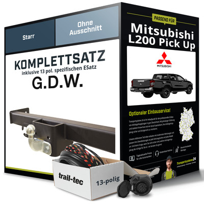 Für MITSUBISHI L200 Pick Up Typ KJ,KK,KL Anhängerkupplung starr +eSatz 13pol 19-
