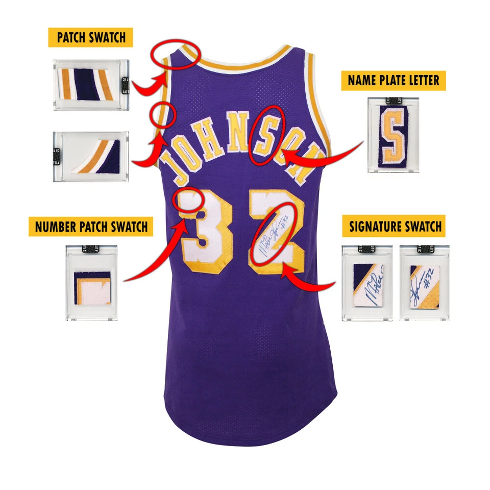 MAGIC JOHNSON  GAME-WORN L.A. LAKERS JERSEY SWATCH BOX - Image 3 of 4