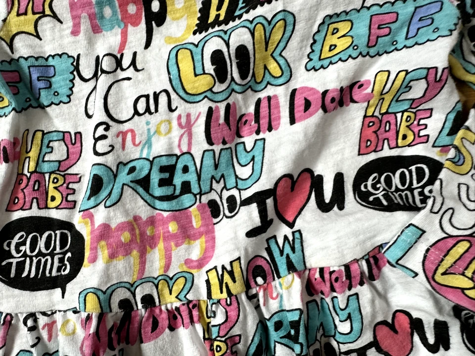 Vestido de manga larga 100 % algodón con cebra manchada para niñas talla 3T niña pequeña Foto 2 de 3