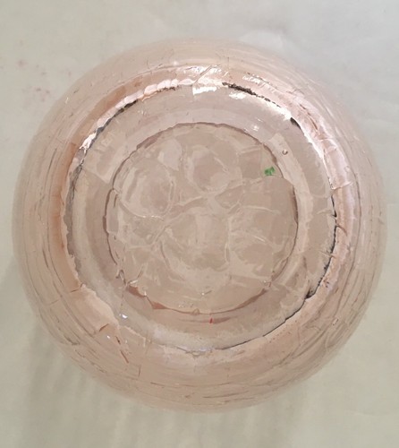 Crackle glass, pink globe ball vase, 2.5" tall - Picture 3 of 3
