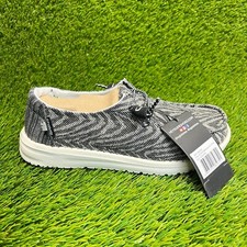 Hey Dude Wendy Woven Zebra Black Womens Size 5 Athletic Walking Slip On Shoes