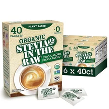 Organic Stevia In The Raw Sweetener Pack of 6 Sugar Substitute Vegan Gluten Free