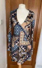 ZARA  Green Multicolours velvet  Short dress  /Long Flare sleeve  BNWT size M