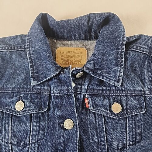 Chaqueta de Camionero Levi's Niñas Algodón Lavado Oscuro Denim Botón Delantero Talla LG 12-13 Años - Imagen 2 de 6