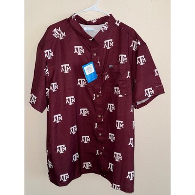 Columbia PFG Texas A&M Aggies Super Slack Tide Shirt Mens XXL Maroon NWT