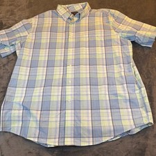 George Plaid Button Down Shirt Short Sleeve Casual Summer Mens Extra Large 46-48