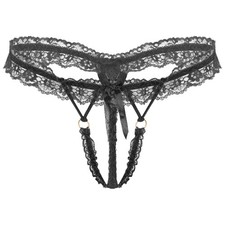 Mens Thongs See Through Underpants Open Crotch Knickers Low Rise Briefs Frilly