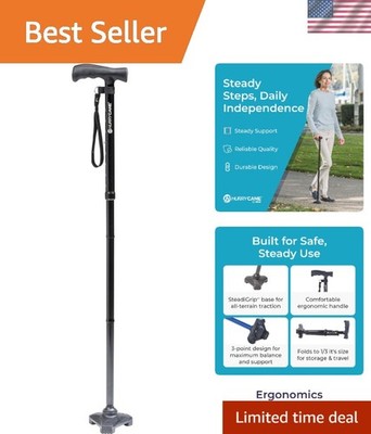 Lightweight Aluminum Folding Cane with SteadiGrip Base - Enhanced Stability