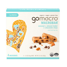 4 Pack Organic Vegan Protein Bars Coconut Almond Butter Chocolate Chips 11g