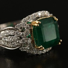 3Ct Asscher Cut Lab Created Emerald  Diamond Wedding Ring 14k White Gold Finish
