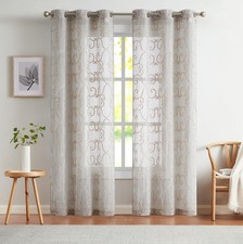 Curtains Linen Textured Sheer Light Filtering Semi Sheer Curtains 96 inches L...