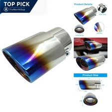 Car Exhaust Tip Stainless Steel Blue Chrome 2.5-3.3 Inch Universal Fit