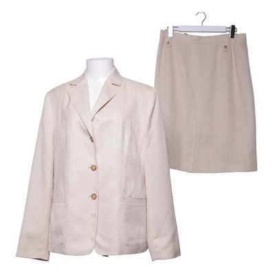 Marcona, Business Kostüm, Größe: 46, Polyester/Viskose, Beige, Fischgräte #ErI