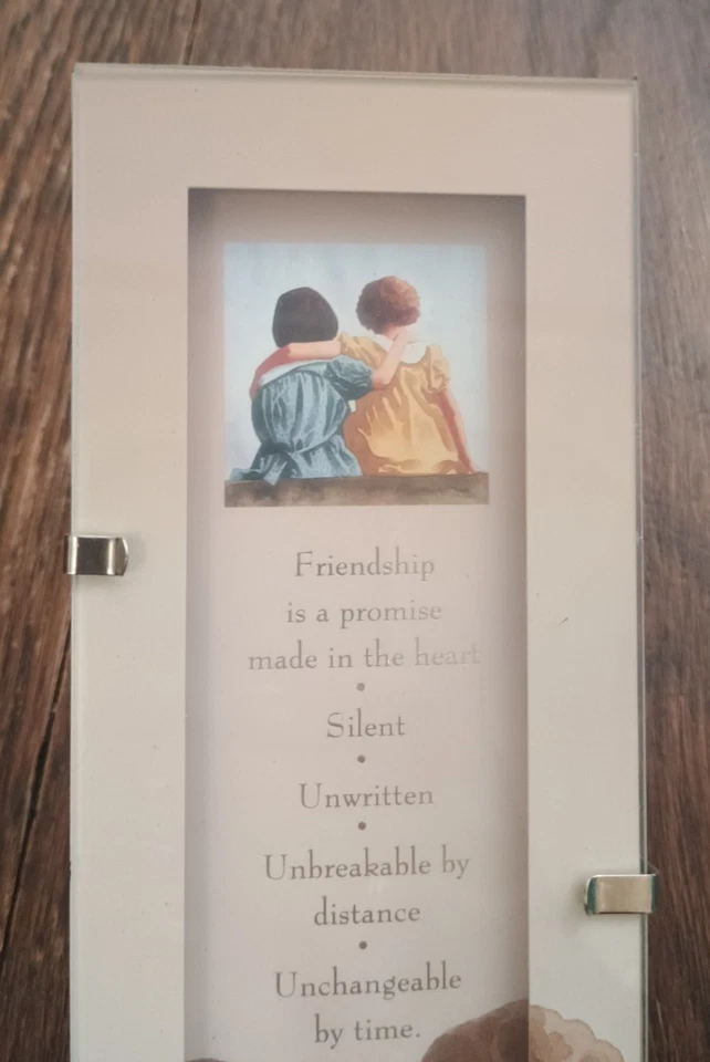 De colección Cita de Amistad Poema Acrílico Decoración en Caja Marco 9" T 3" W Abrazando Niñas Foto 2 de 4