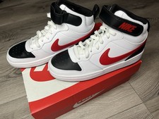 Size 5 GS - Nike Court Borough 2 Mid White University Red