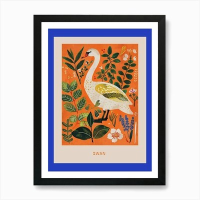 Frühlingsvögel Poster Schwan 2 Kunstdruck gerahmt Wandbild Poster Leinwanddruck Bild