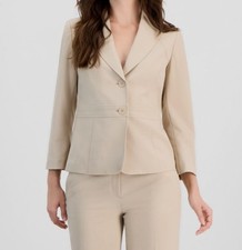 Le Suit Women's Beige Two-Button Blazer Jacket Size 10