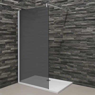 AQUADART 1000mm Wetroom Screen Smoked Glass 8mm 1950mm High Chrome Profile Bathroom