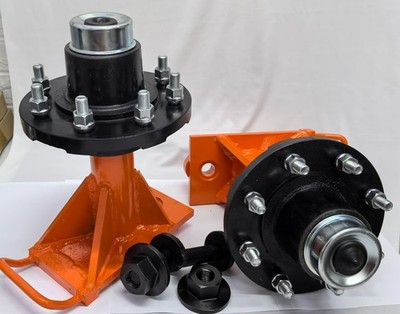 PAIR 8x6.5 Shipping Container Wheels Lug Bolt-On Spindle Kit with Handle 9000LB