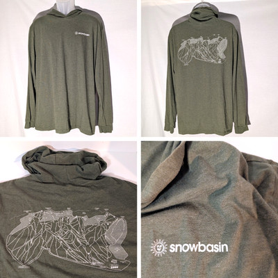 Snowbasin Utah Shirt Ski Resort Map Long Sleeve, Skiing, Snowboard, Ogden, Sz XL