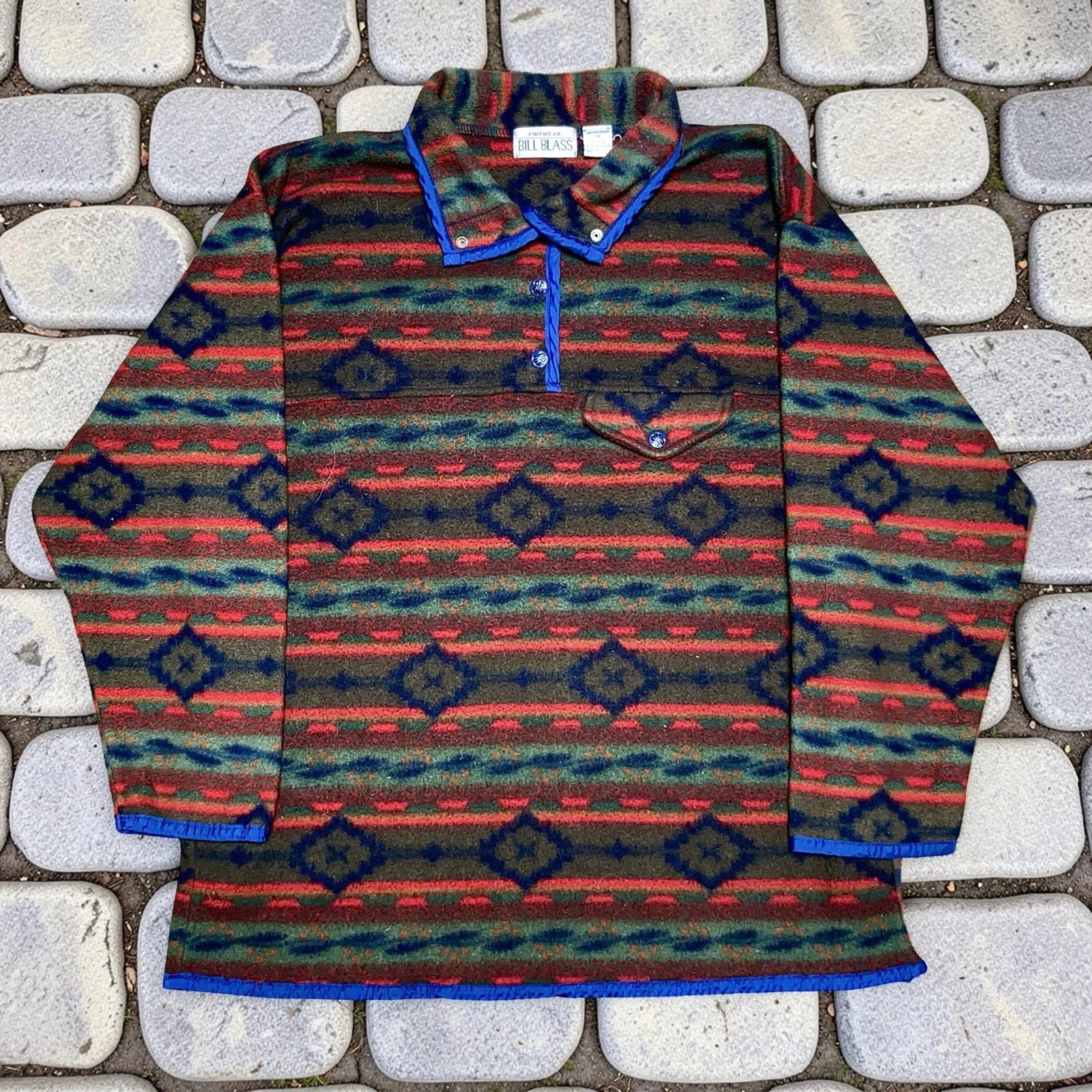 Vintage Bill Blass Aztec Southwestern Fleece Jacket Men's Size M Multicolor 90s - product detail image 1