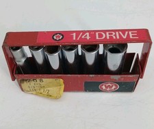 Vintage Wright Tool 14 Dr Sae Deep 6pc Socket Set With Carrier Vintage Wright Tool 14 Dr Sae Deep 6pc Socket Set With Carrier