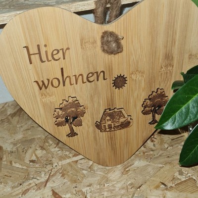 Türschilder,Hier Wohnen,Personalisiert Gravur, Eingangsbereich,Empfang, Herzform