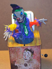 Clown Jack-in-the-Box Tin Wind-Up Crank Toy in Decorative Metal Box 2006