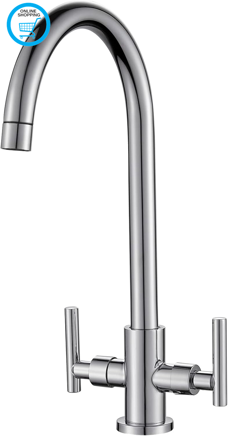Kitchen Tap, Kitchen Sink Mixer Taps, Dual Lever Swivel Spout, 360° Swivel, Sink