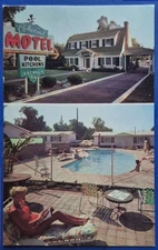 Azusa, CA.  Colonial Motel - Early Postcard