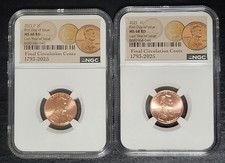 IN HAND 2025 P & D NGC MS68 Lincoln Shield 1c Cent 2 Coin Set RD LAST PENNY FDOI