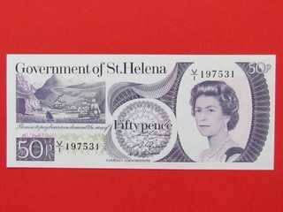 ST HELENA BRITISH( 1979 RARE SCARCE UNC ) 50 PENCE FIRST ISSUE BANKNOTE MINT UNC