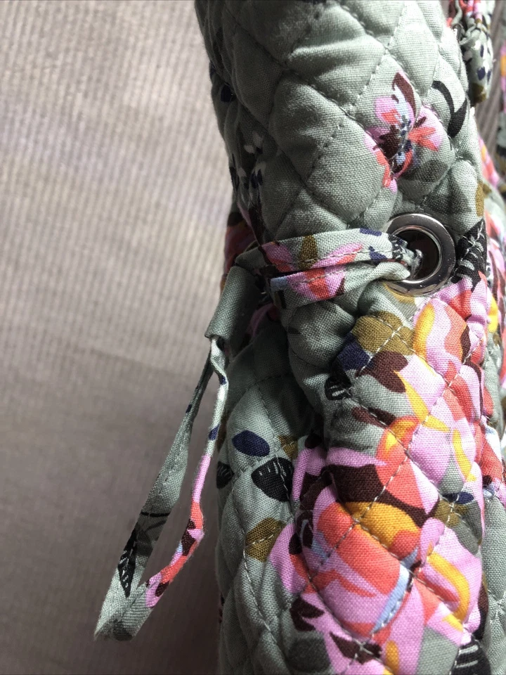 Vera Bradley Glenna Satchel Rosy Outlook Pattern Handbag Green Floral Side Cinch - Image 4 of 4