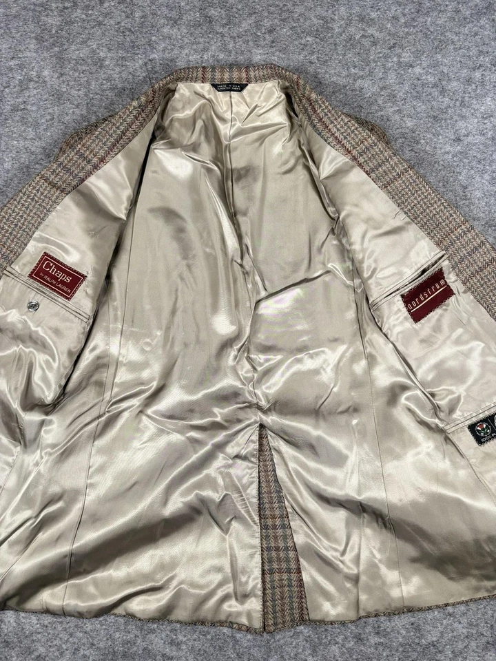 Vintage Chaps Ralph Lauren Blazer Mens 42 Plaid Wool Sport Coat Made USA 90s - Image 3 of 4