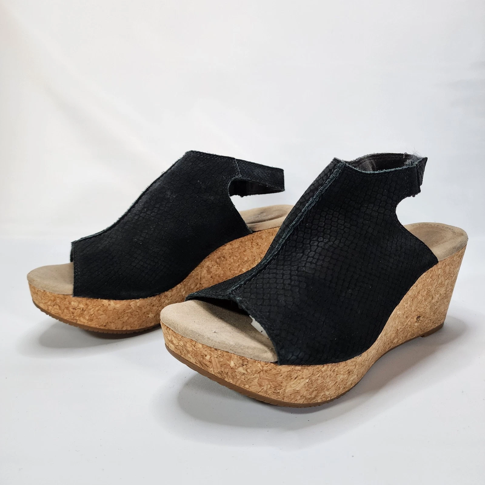 Clarks Tg 8.5 Collezione Ultimate Comfort Zeppe Tacchi Nero Cantina Casual Divertente