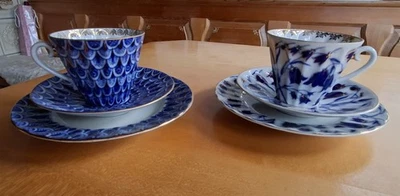 2 x Lomonosov Porzellan-Gedeck, Kaffeegedeck 3-teilig,  Vitrinenstücke unbenutzt - Bild 1 von 4