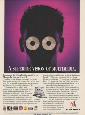 Media Vision Pro 16 Multimedia Upgrade System II Vintage Print Ad 1993 u