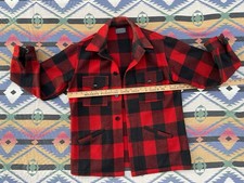 VINTAGE Pendleton Plaid Jacket Medium Red Black Virgin Wool Tartan 80s