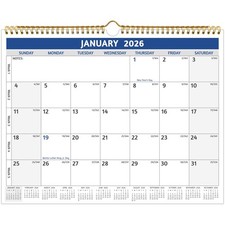 2026 Monthly Wall Calendar 14.6x11.4 Large Blocks Week Numbers To-Do Notes Holid