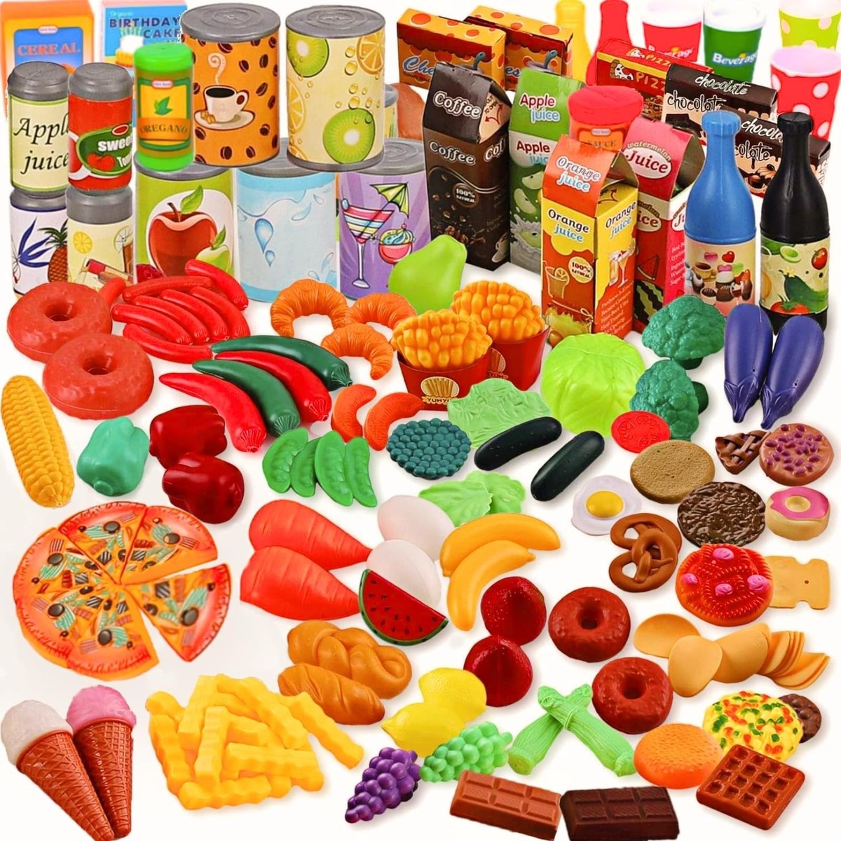 120 Piece Deluxe Pretend Play Food Toy Tasty Treats Plastic