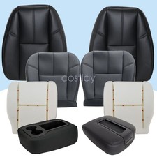 For 2007-2014 Gmc Sierra 1500 2500 3500 Hd Front Side Seat Cover Black Leather