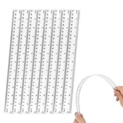 8 Pack 12 Inch Clear Acrylic Ruler Flexible Straight Measuring Tool for School