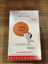 Hallmark Peanuts Ornament Slam Dunk Snoopy 2016 Basketball Can Personalize NIB