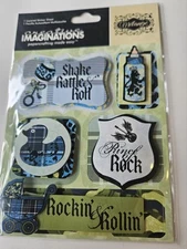 creative imaginations stickers layered sticker sheet rock a bye boy #23448